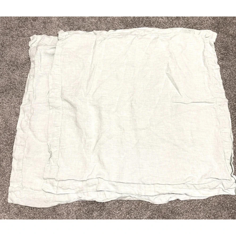 Set of 2 Linen Euro Sham Pillow Covers 26x26 Light Green Boho Farmhouse Throw